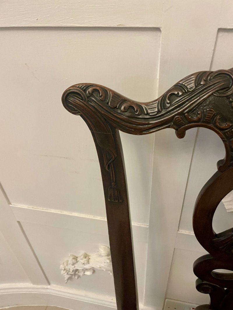 Outstanding Quality Set of 8 Antique Victorian Carved Mahogany Dining Chairs - Image 16